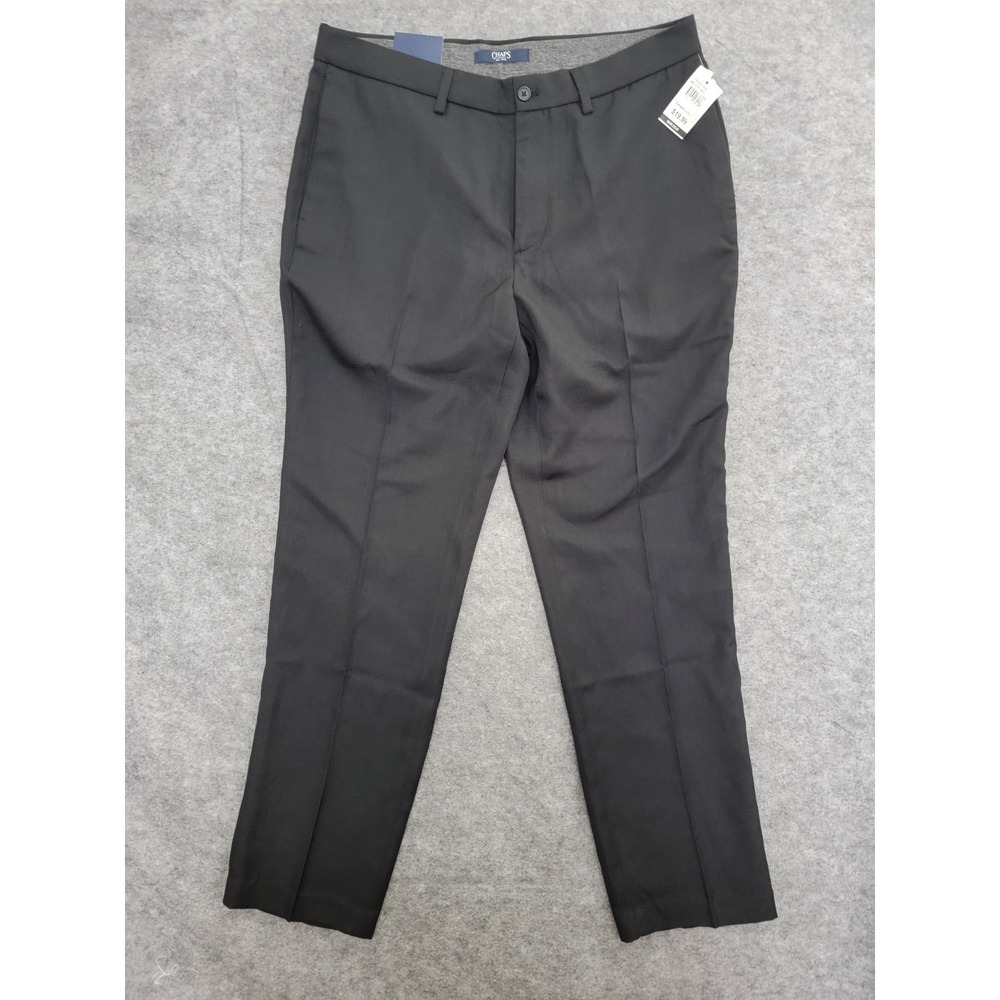 Mens Chaps 34 X 30 Black Dress Performance Pants Slim Fit New